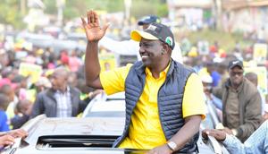 Kenya Kwanza presidential candidate Dr William Ruto on the campaign trail in Embu County on July 1, 2022