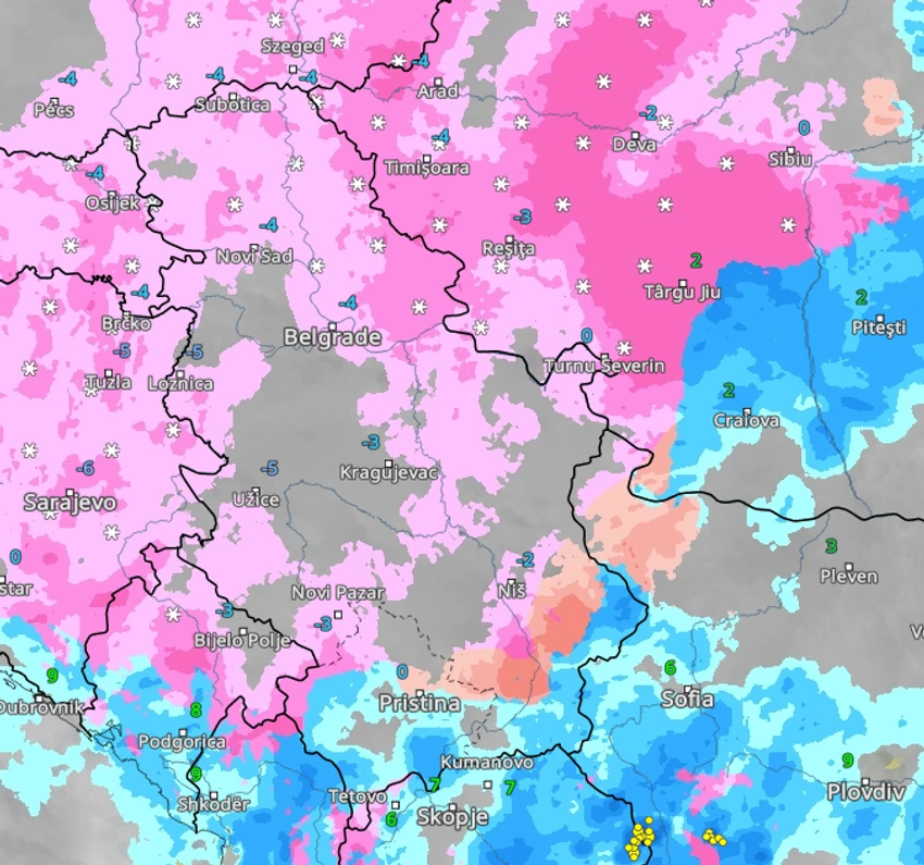 Vreme u Srbiji za Božić u 23