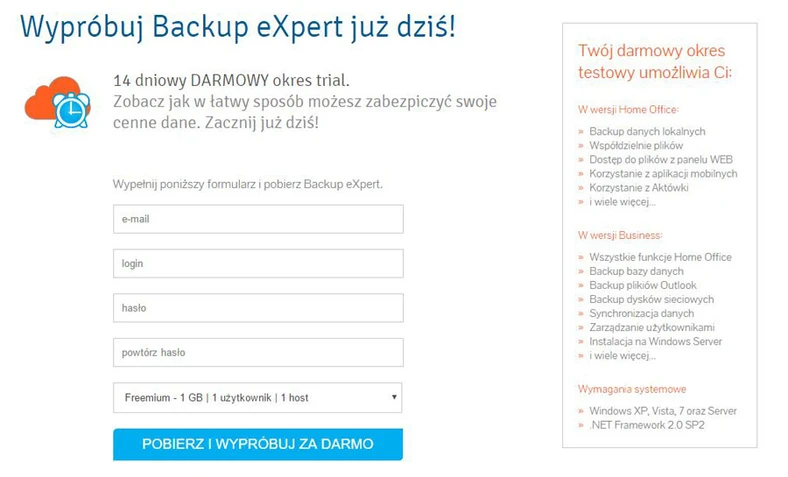 Każdy może wypróbować Backup eXpert przez 14 dni zupełnie za darmo, a następnie zdecydować, czy odpowiada mu ta usługa