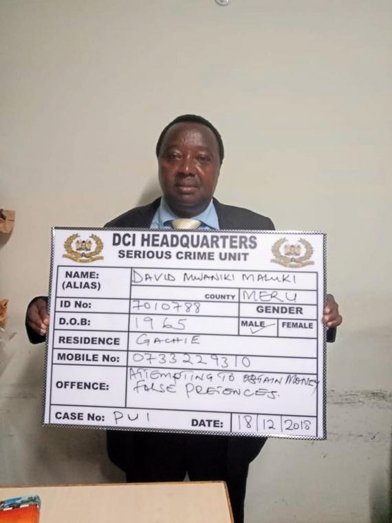 Mug shot shared by DCI on imposters claiming to be assigned to TSC CEO Nancy Macharia 