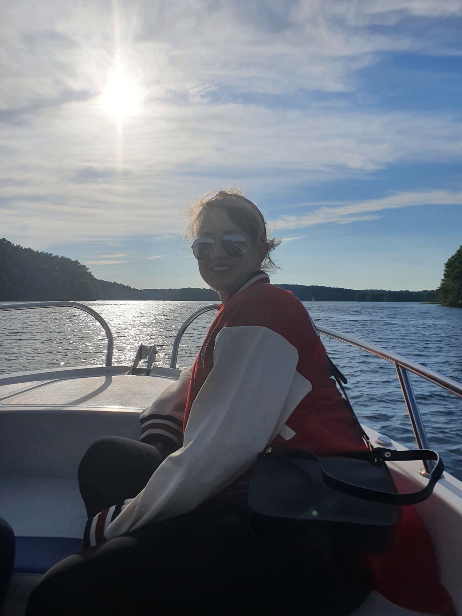 Motorboat cruise on Lake Ukiel.  My face speaks for itself