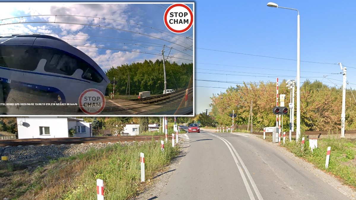 Railway crossing in non -security favors. The recording freezes blood in the veins