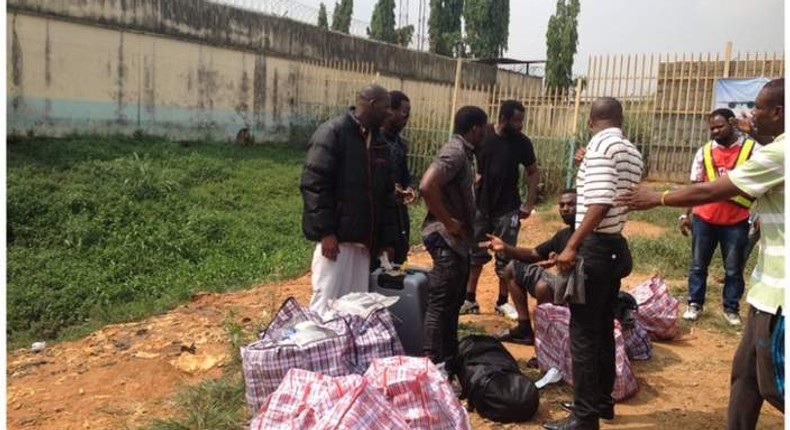 A picture of some Nigerians, who were deported from the United Kingdom.