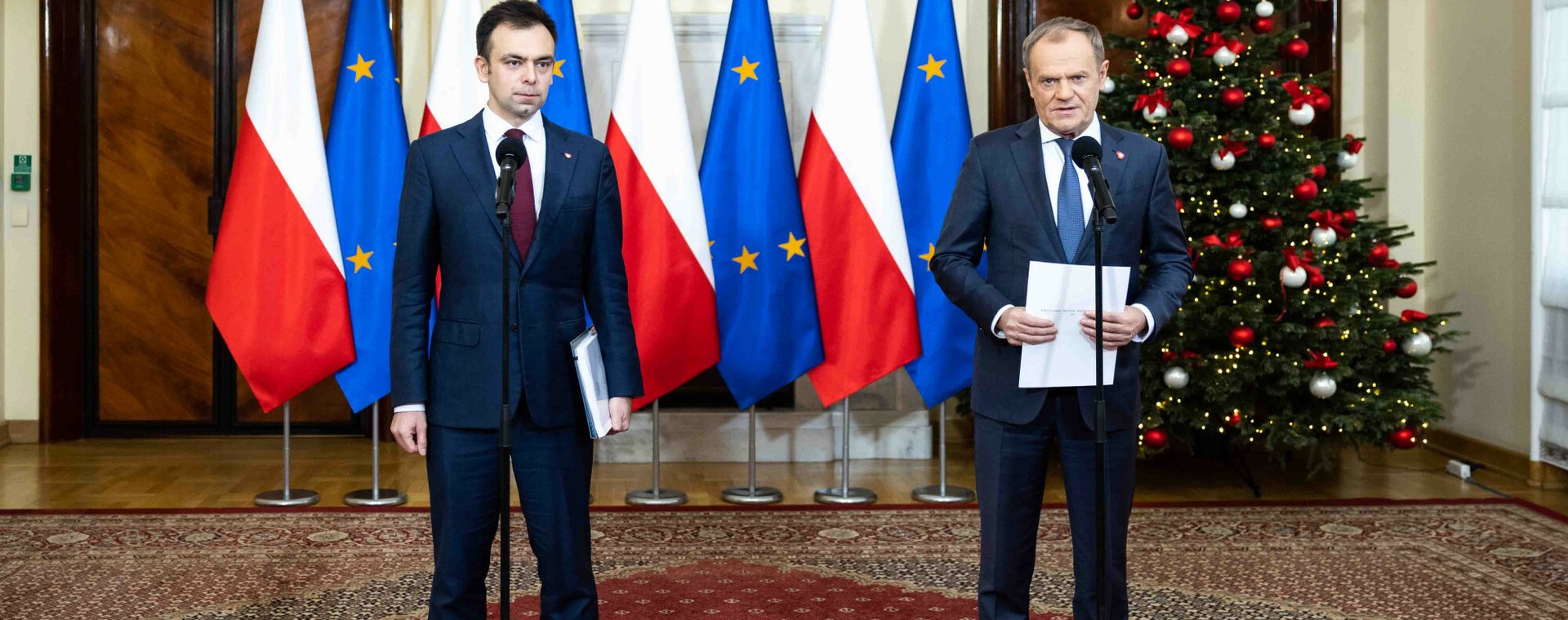 Minister Finansów Andrzej Domański i premier Donald Tusk