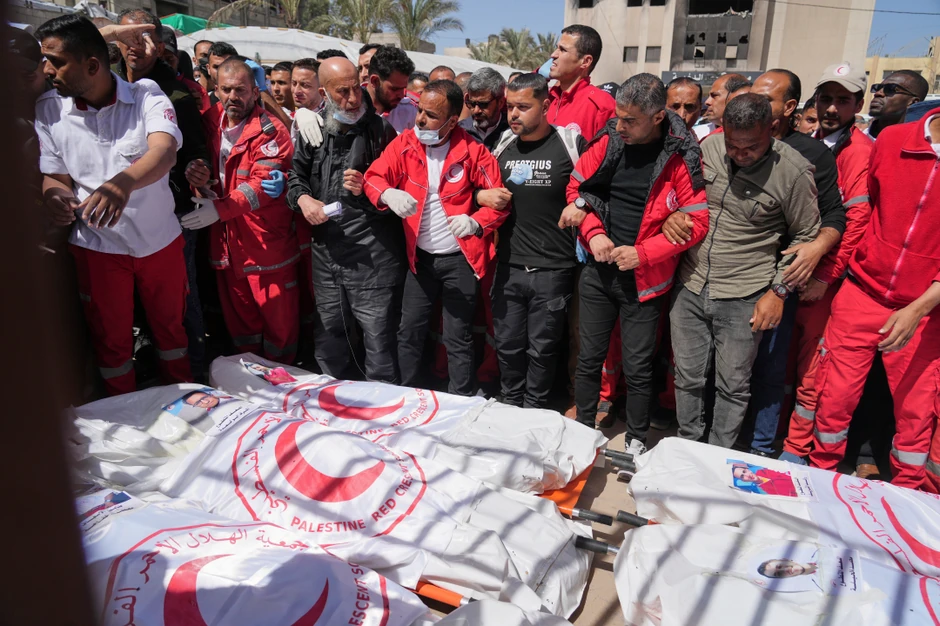 Sahrana osam humanitarnih radnika nedelju dana nakon napada IDF u Rafi, Gaza, 31. marta