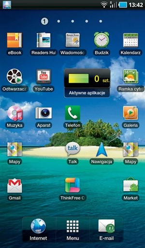 Android 2.2 średnio sprawdza się w przypadku tabletu (grafika przedstawia pulpit GALAXY TAB'a)