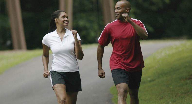 Couple exercising.