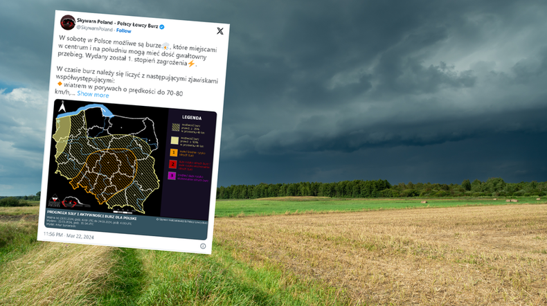 W sobotę pogoda przyniesie wiele groźnych zjawisk (screen: Polscy Łowcy Burz)