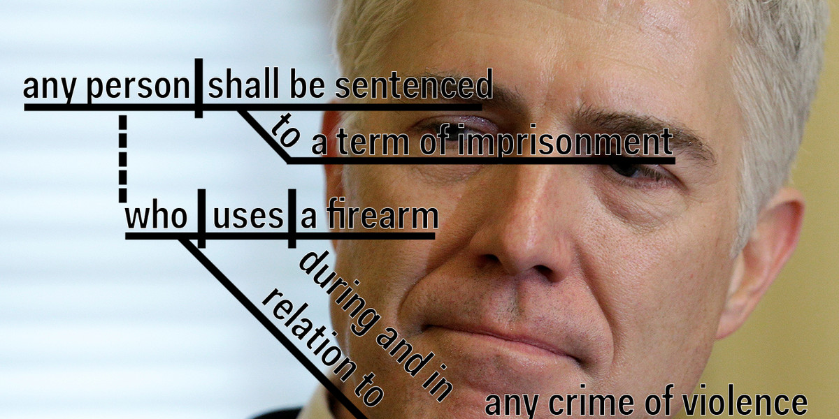 A sentence diagrammed for a court opinion by Supreme Court nominee Judge Neil Gorsuch.