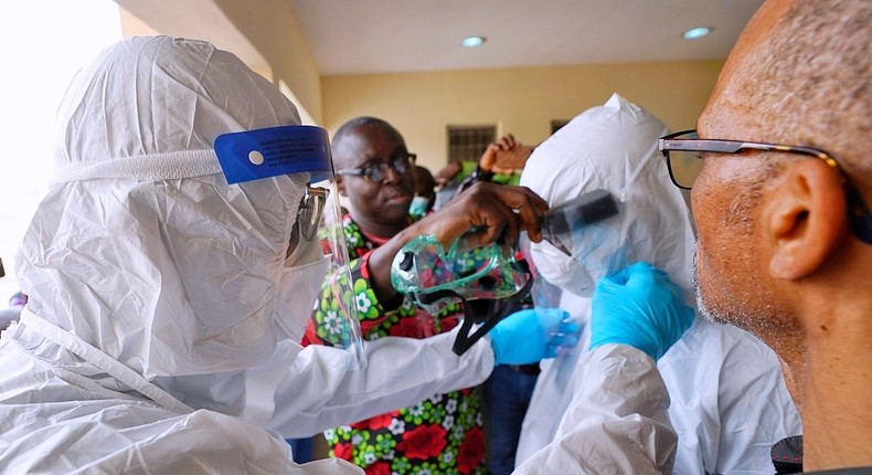 Lagos state Governor, Babajide Sanwo-Olu visited the Infectious Disease Hospital in Yaba where the Coronavirus index patient is being managed. [Twitter/@jidesanwoolu]