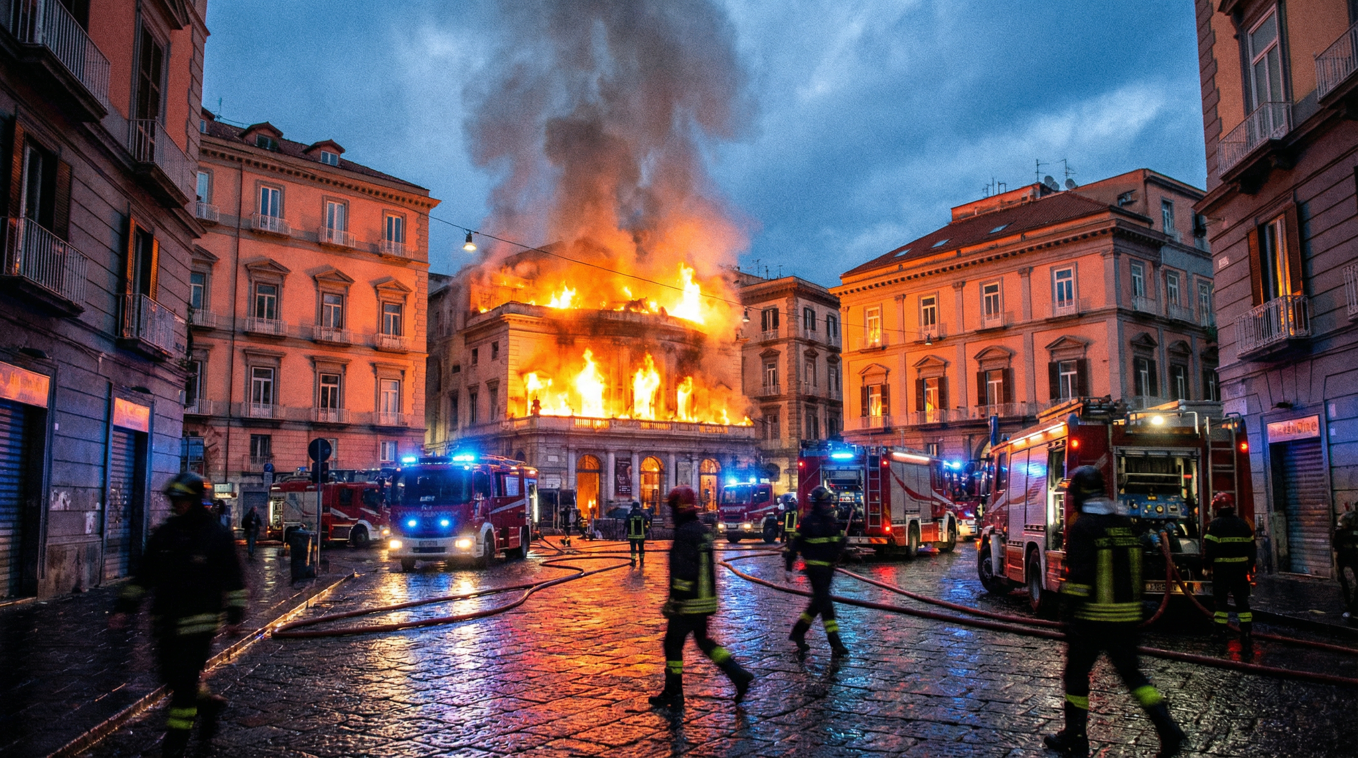 Incendio devasta il teatro Sannazaro di Napoli: crolla la cupola sulla platea