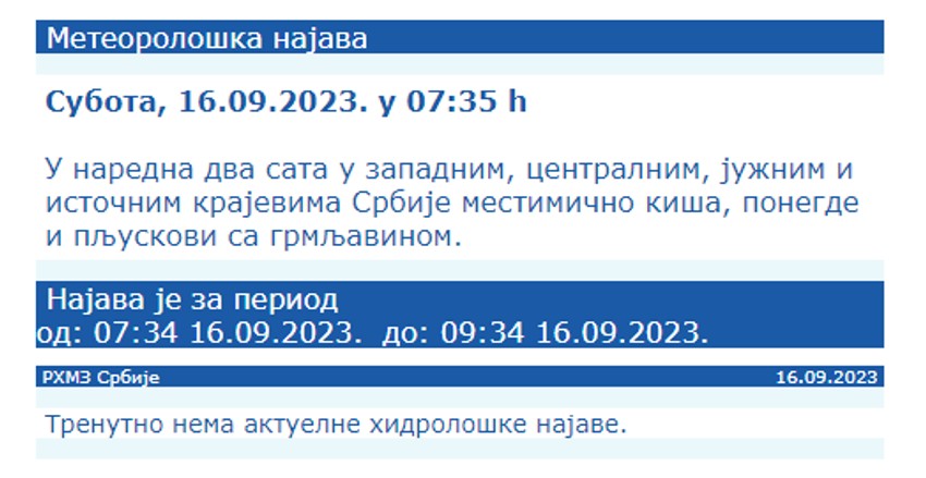 meteorološka najava