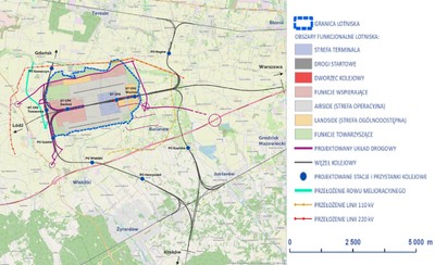 Jest dokładna lokalizacja CPK. Pod lotniskiem podziemny dworzec kolejowy, wokół plątanina torów