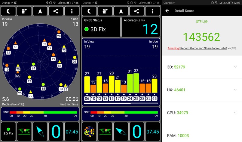 Honor 9 - test GPS, AnTuTu Benchmark