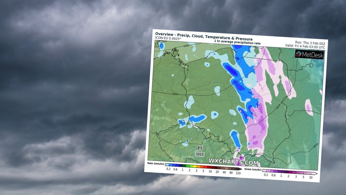 Prognoza pogody na czwartek, 3 lutego. Front nad Polską, będzie ślisko