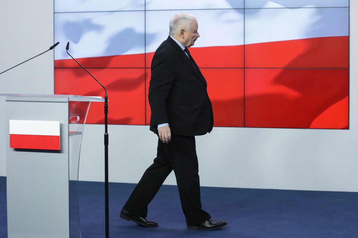 Prezes PiS Jarosław Kaczyński w siedzibie PiS w Warszawie