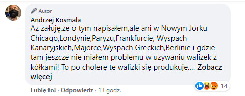 Andrzej Kosmala zamieścił na Facebooku kontrowersyjny wpis na temat udogodnień dla osób z niepełnosprawnościami