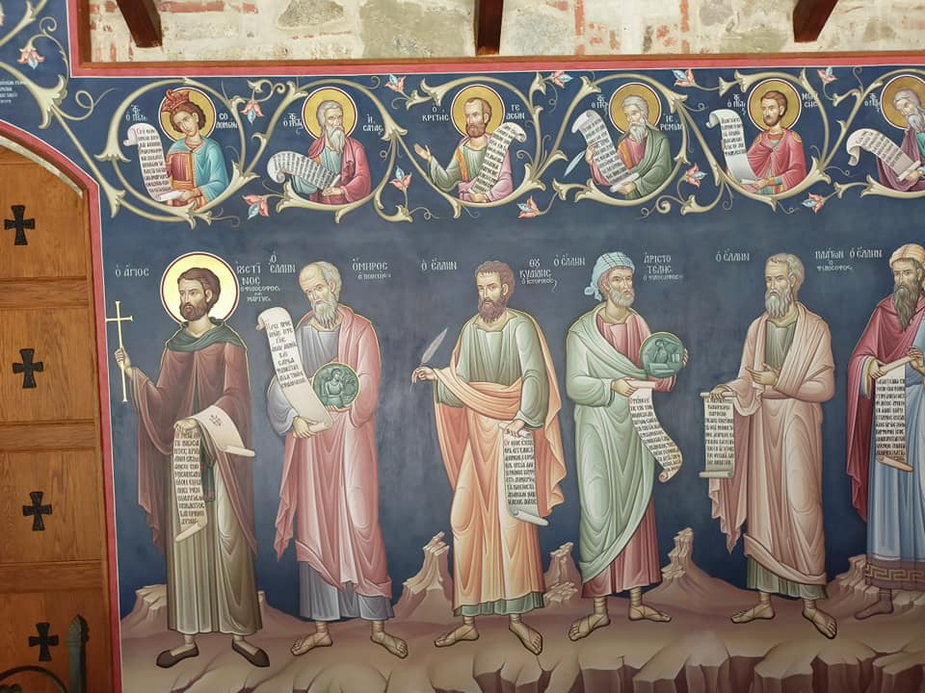 Cerkiew Przemienienia Pańskiego - polichromia z Jezusem Chrystusem i Apostołami