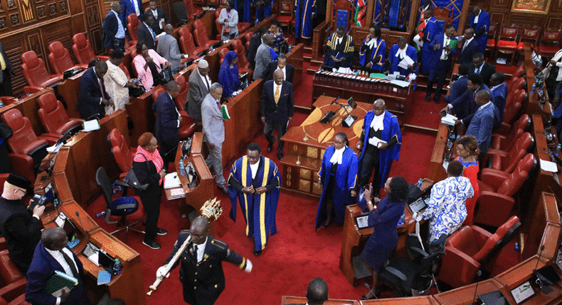 File image of Senate Speaker Ken Lusaka leaving the House