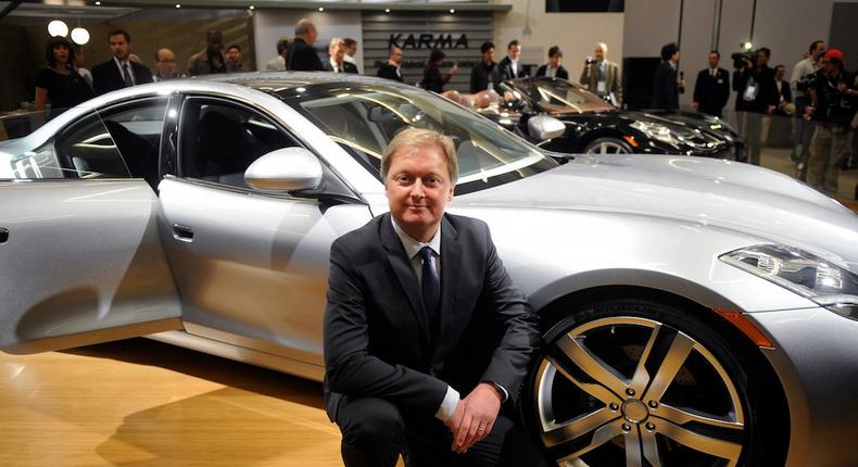 Henrik Fisker poses in front of the Force 1.