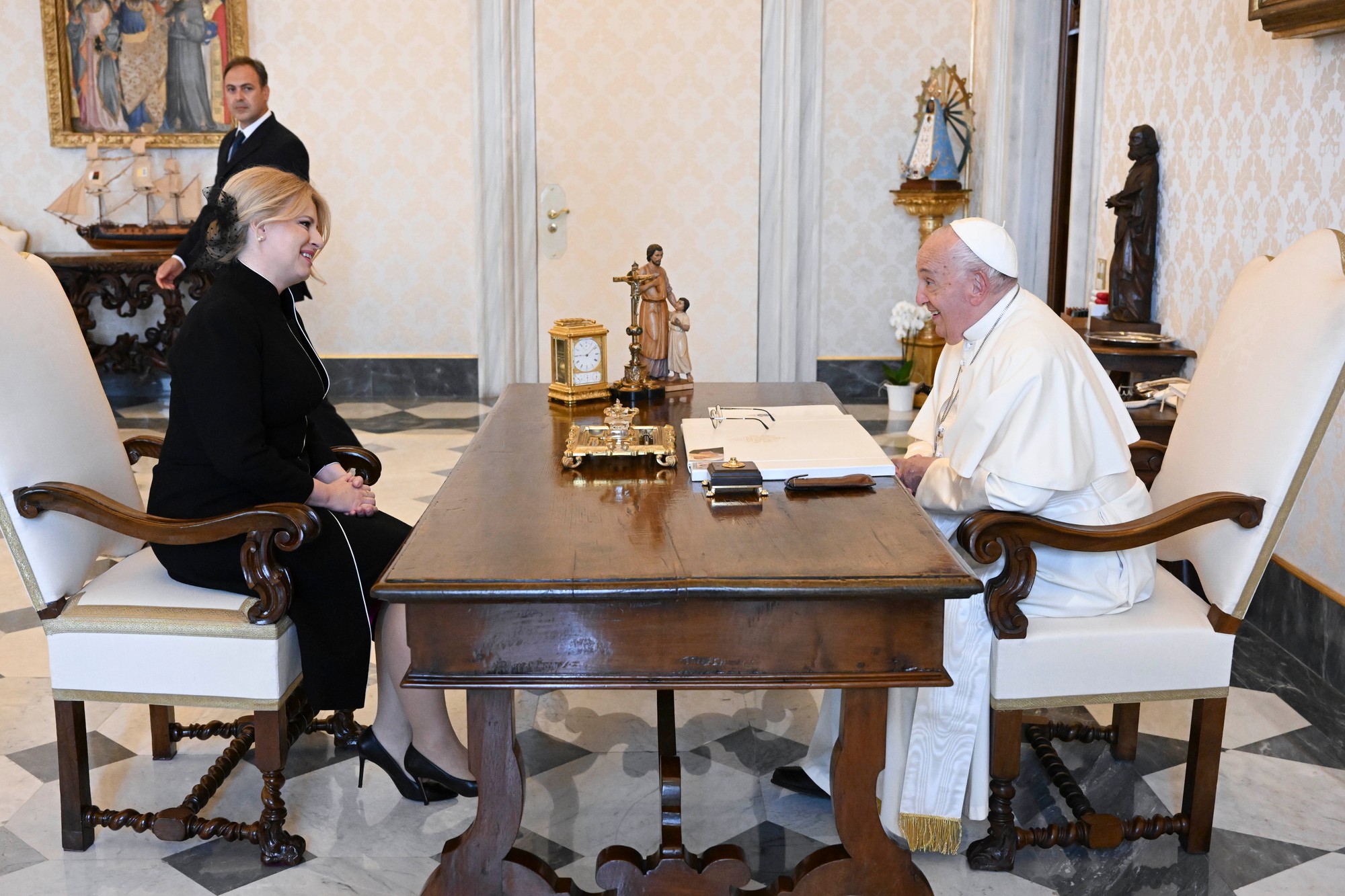 Bývalá prezidentka SR Zuzana Čaputová a pápež František.