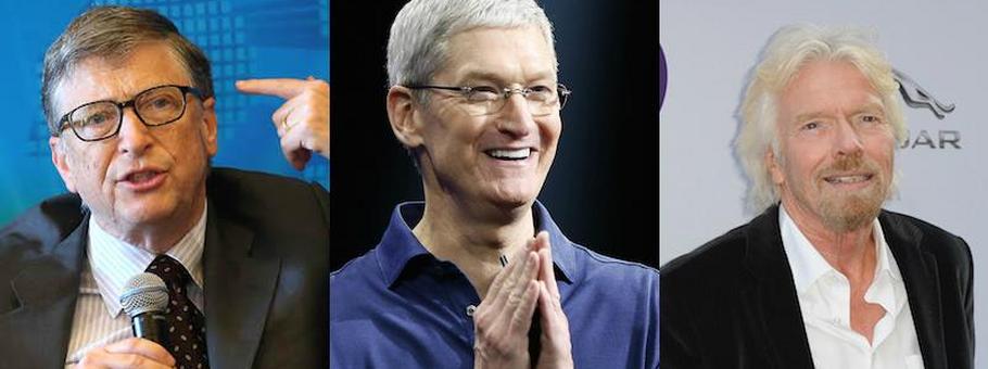 Bill Gates, Tim Cook, Richard Branson