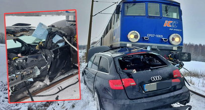 Pociąg uderzył w samochód i pchał go kilkaset metrów. Co z kierowcą?