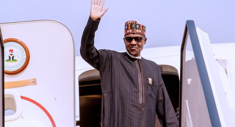 President Muhammadu Buhari departs. [Twitter/BashirAhmaad]