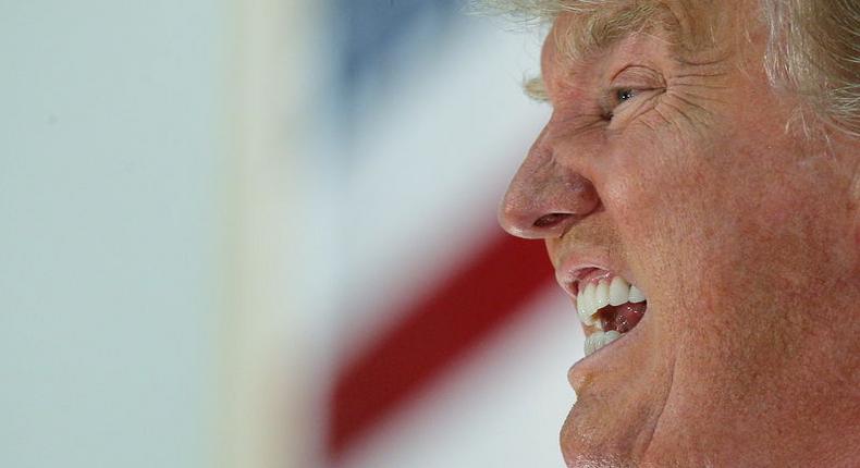 U.S. Republican presidential candidate Trump speaks at a campaign rally in Nashua