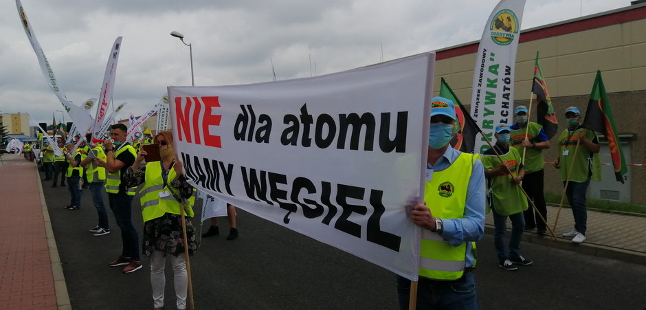 Protest związkowców z Kopalni i Elektrowni Bełchatów 03.07 20