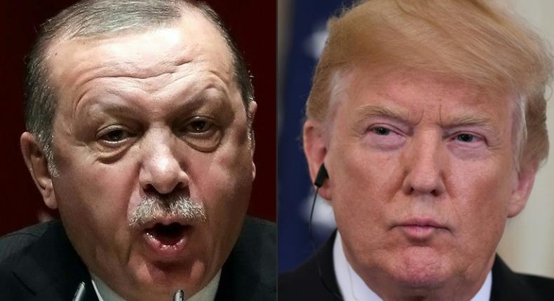 Turkish President Recep Tayyip Erdogan (L) and US President Donald Trump have exchanged threats over the future of Washington's Kurdish allies in Syria