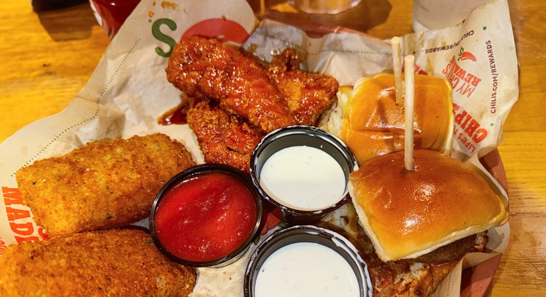 TikTok users have posted about ordering Chili's Triple Dipper appetizer platter as their meal. I thought it was a great value.Erin McDowell/Business Insider