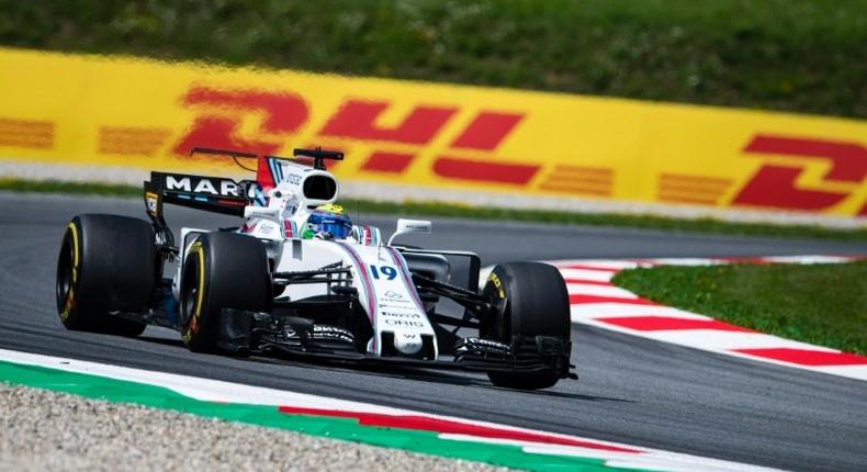 Williams' driver Felipe Massa during the second practice session of the Formula One Austria Grand Prix on July 7, 2017