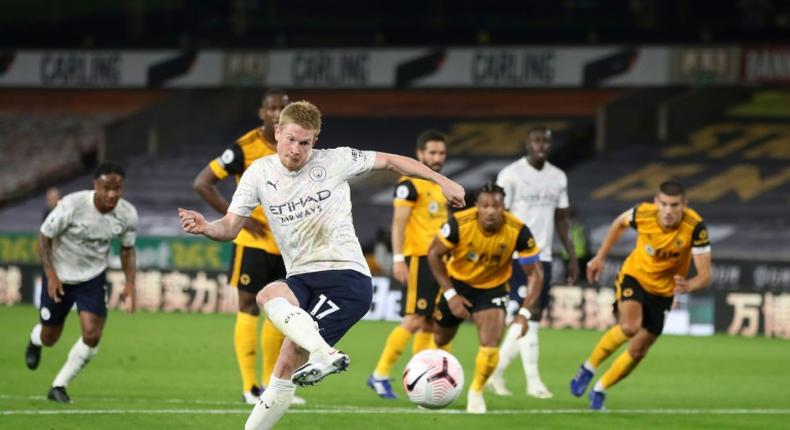 Manchester City midfielder Kevin De Bruyne scored against Wolves