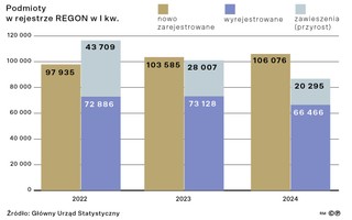 Podmioty w rejestrze REGON w I kw.