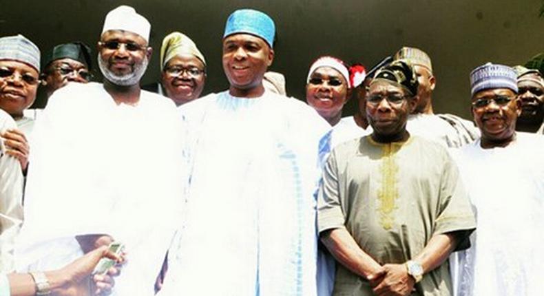 Senate President, Bukola Saraki visits former President, Olusegun Obasanjo in Abeokuta, Ogun State on June 19, 2015.