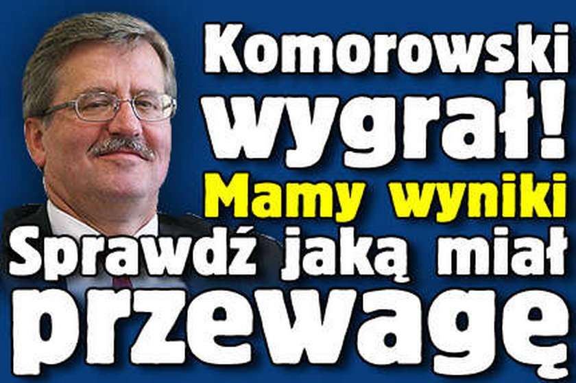 Komorowski wygrał! Mamy wyniki