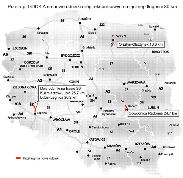 Przetargi GDDKiA na nowe odcinki dróg ekspresowych