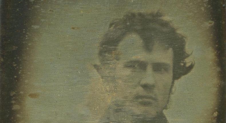 The first “selfie in history taken by Robert Cornelius, a Philadelphia Chemist, in 1839