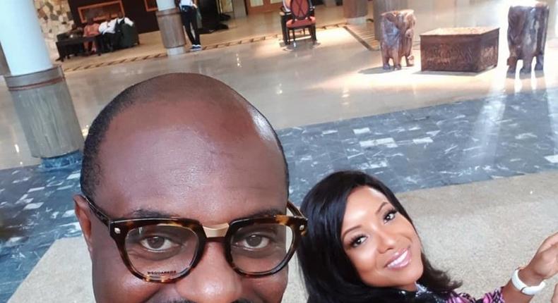 Jim Iyke and Joselyn Dumas on the set of 'Cold Feet'