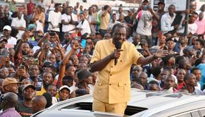 File image of President William Ruto addressing a crowd