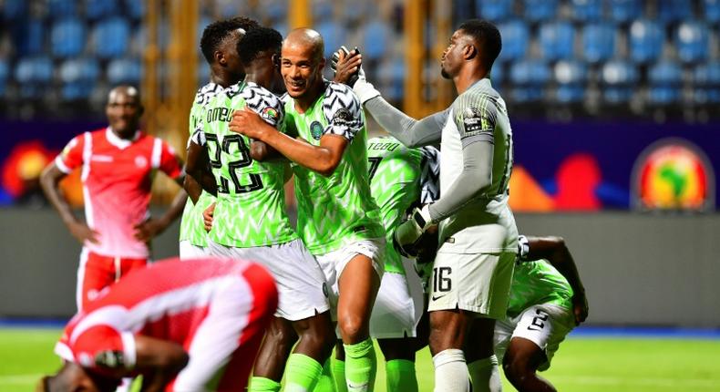 Nigeria celebrating their win over Burundi