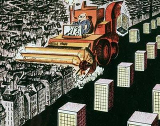 Karykatura pomysłu Le Corbusiera na przebudowę Paryża