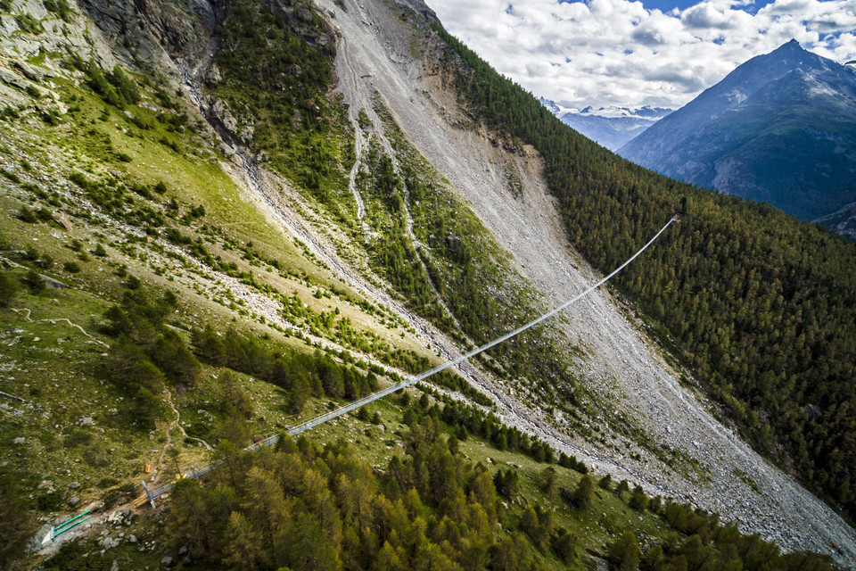 SWITZERLAND CONSTRUCTION SUSPENSION BRIDGE  (World's longest pedestrian suspension bridge inaugurated)