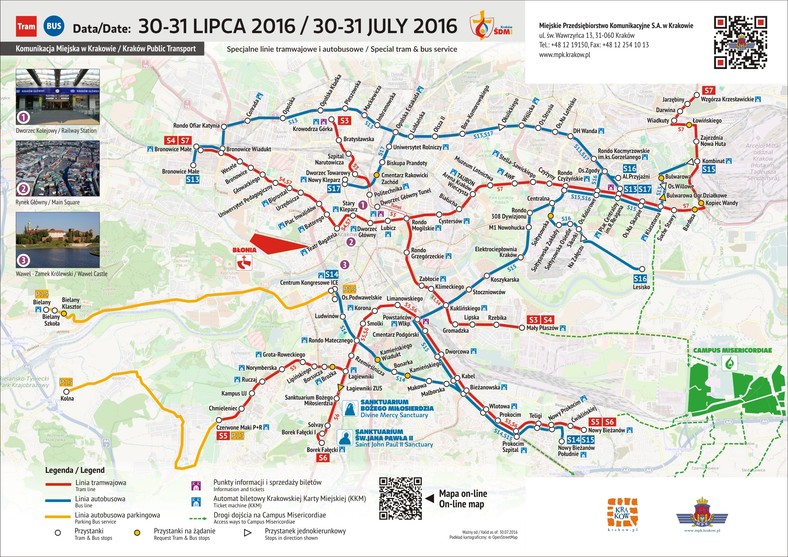 ŚDM 2016: rozkład jazdy linii korytarzowych (30-31 lipca)