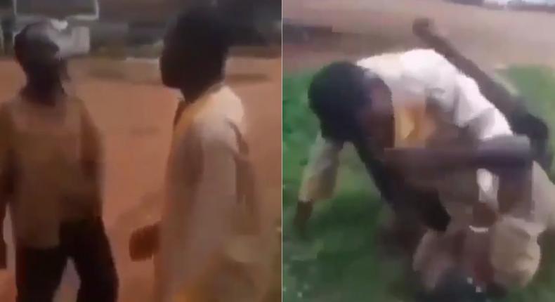 Ghanaian pastor fights mentally challenged man in public (video)