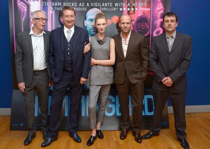 Agata Buzek i męska część ekipy 'Kolibra': Paul Webster, Steven Knight, Jason Statham i Guy Heeley