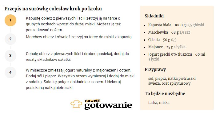 Przepis na surówkę colesław