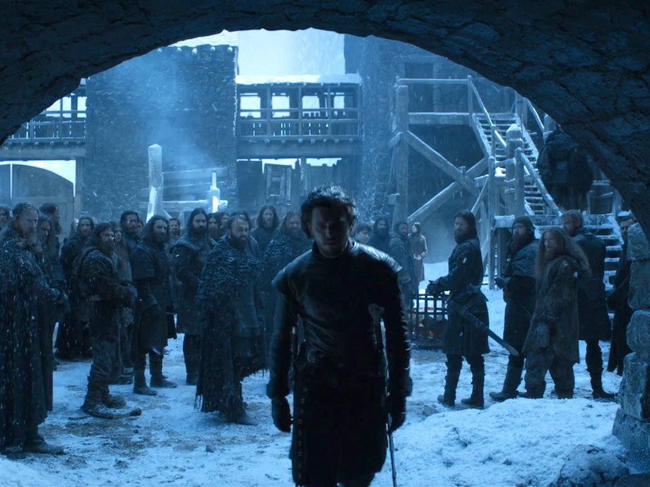 1. Jon Snow exits the Night's Watch. The top moment of the night had viewers going nuts over Jon Snow quitting the Night's Watch and leaving Castle Black. They particularly latched on to his quote, "My watch has ended."