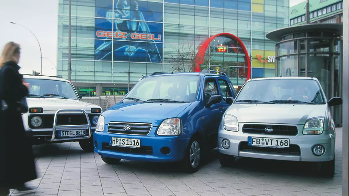 Łada Niva kontra Subaru Justy i Suzuki Wagon R+ -  Tereńowki w  formacie mikro
